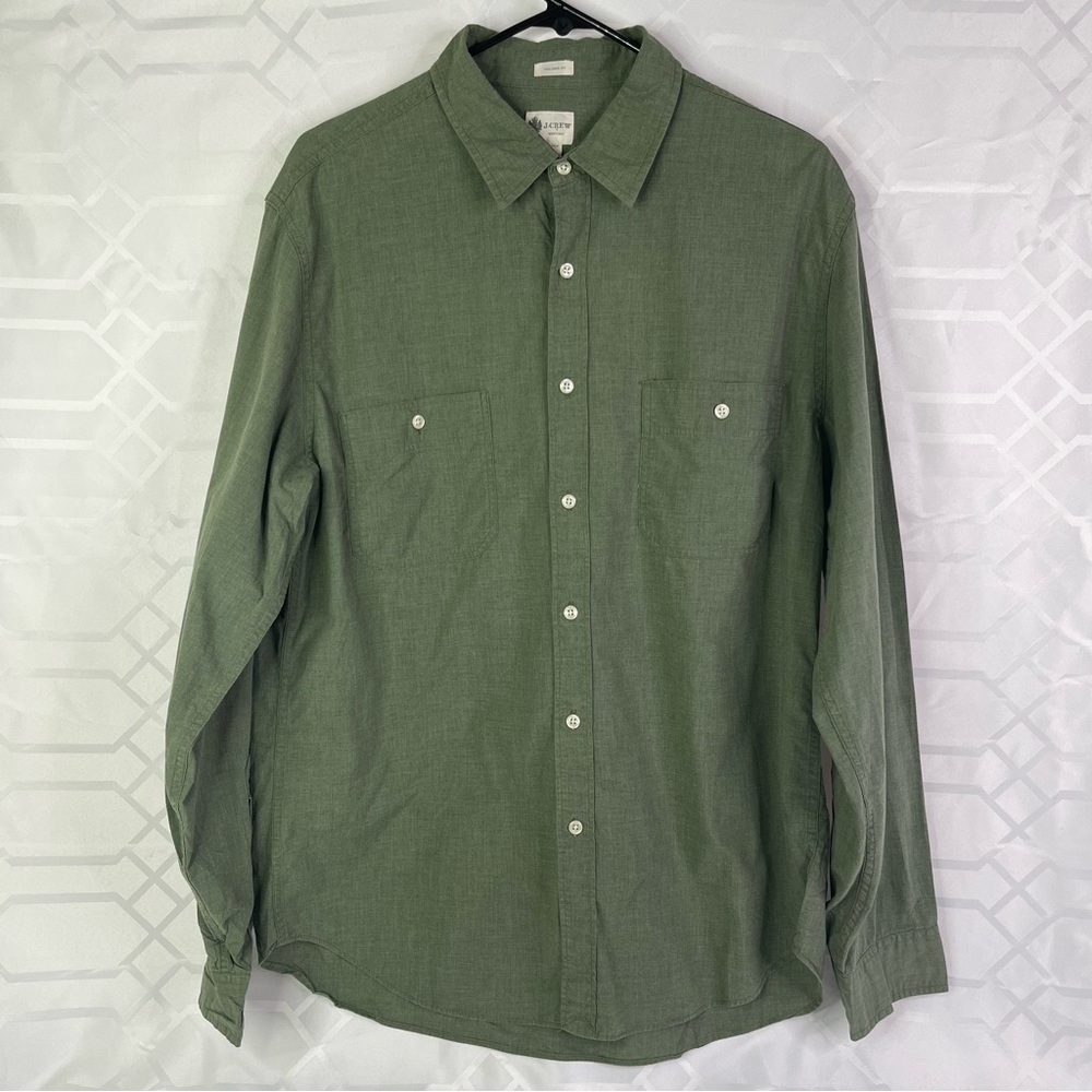 J.Crew Tailored Fit Olive Green Long Sleeve Button Down Shirt Men’s Size Large